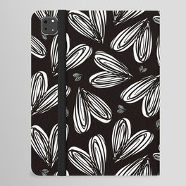 Black And White Heart Doddles Valentines Day Anniversary Pattern iPad Folio Case