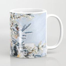 Spruce with the cones in the snow Coffee Mug | Digitalart, Colored Pencil, Wood, Forest, Wintertime, Snowy, Nature, Spruce, Drawing, Snow 