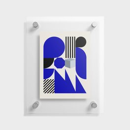 Geometrical shapes and stripes in blue Floating Acrylic Print