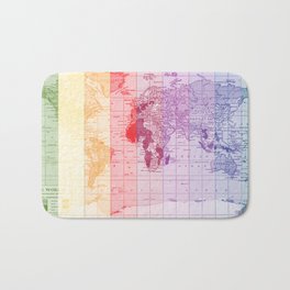 Rainbow World Map Bath Mat