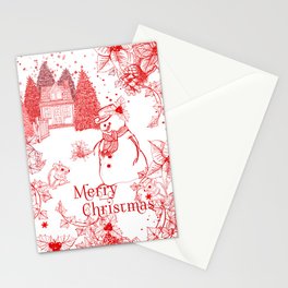 Snowman's Christmas Cottage  Stationery Card
