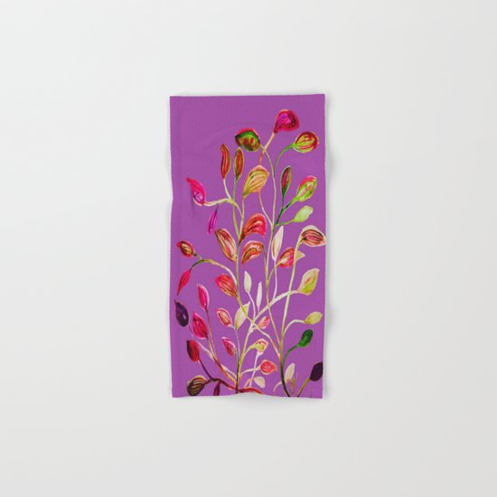 For Valentine's Day Enjoy Purple Plum, Red and Green Leaves! Hand & Bath Towel