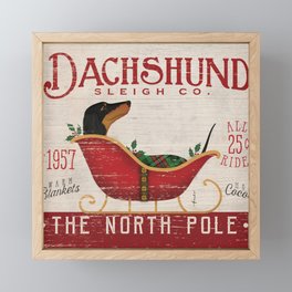 Dachsund dog Christmas Sleigh Framed Mini Art Print