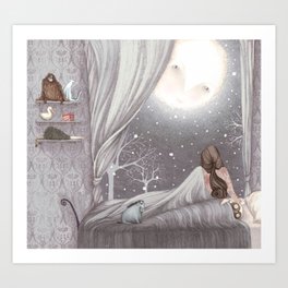 Sophie and the Moon Art Print