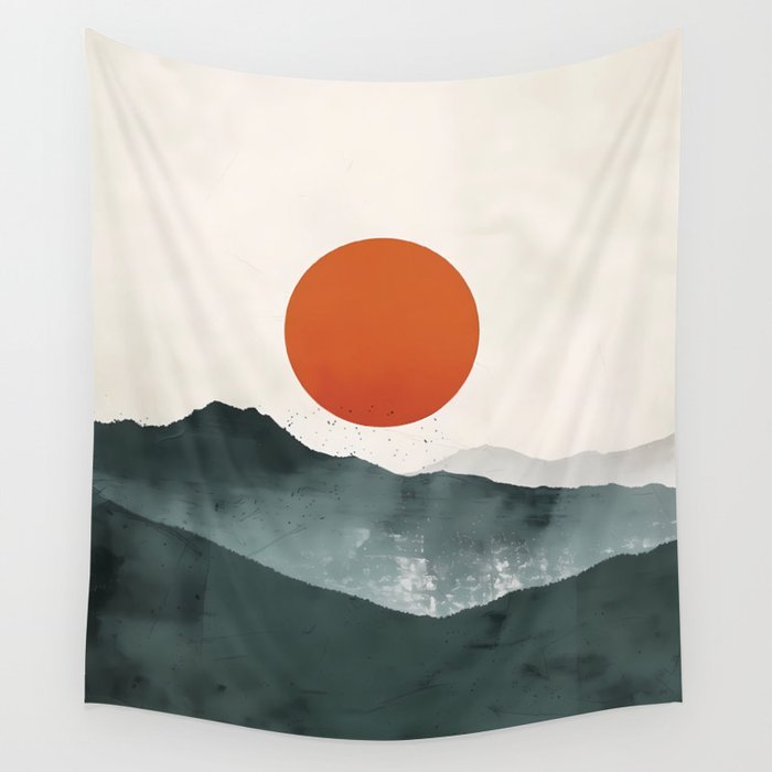 Sun and hills Wall Tapestry