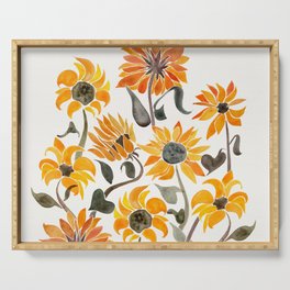 Sunflower Watercolor – Yellow & Black Palette Serving Tray