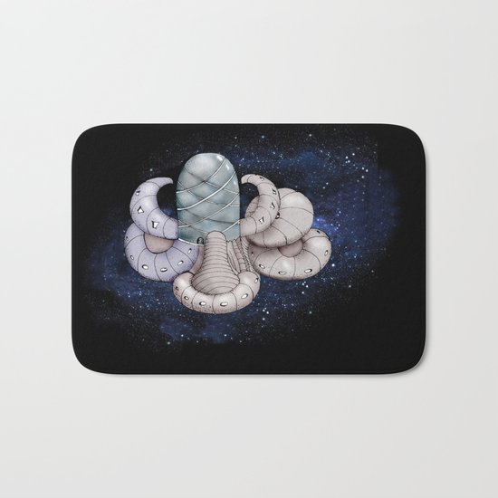 Space station from the fantastic world of the future Bath Mat