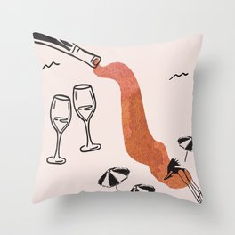 Dive Into Vacation Wine Throw Pillow