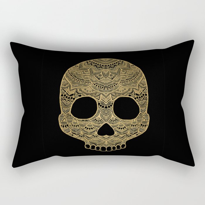 Gold Abstract Skull Rectangular Pillow