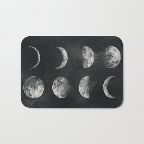 Watercolor moon phases Bath Mat