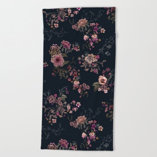 Japanese Boho Floral Beach Towel