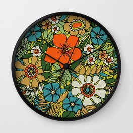 70s Plate Wall Clock | Beachy, Jungle, Romantic, Original, Pattern, Tropical, Drawing, Floral, Psychedelic, Mosaic 