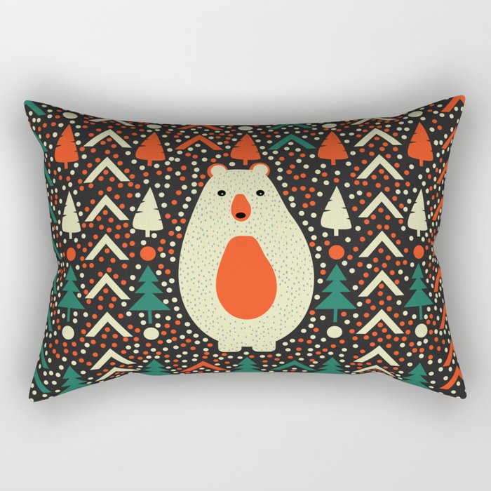 Bear, dots and Christmas trees Rectangular Pillow
