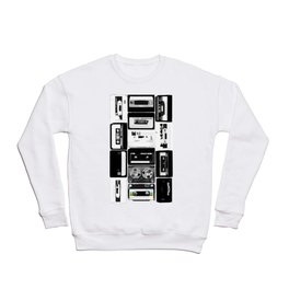 Retro Music Cassette Tapes - Black & White Crewneck Sweatshirt
