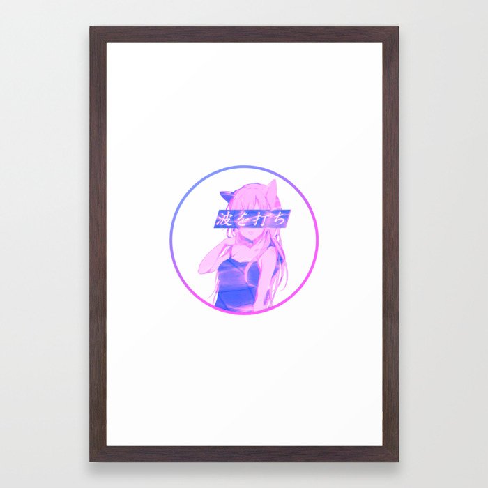 Waves Pink Sad Japanese Anime Girl Aesthetic Framed Art Print By Poser Boy Society6