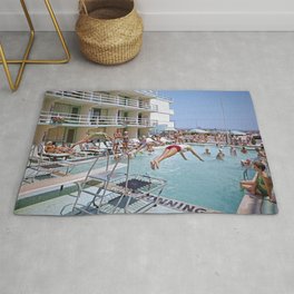 Rio Motel Pool with Trampolines. A 1960's photograph. Wildwood, New Jersey Rug