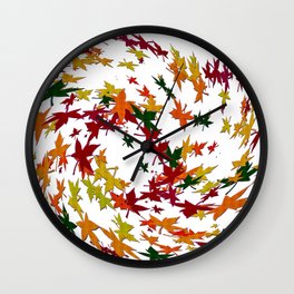 Abstract Blowing Fall Leaves Wall Clock