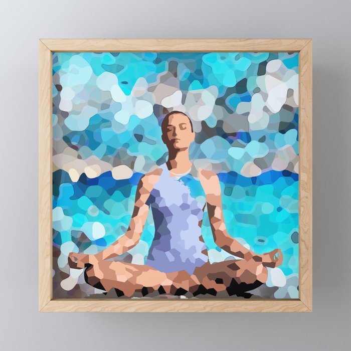 Feminine Energy A Woman Meditates In The Lotus Position Abstract Painting Framed Mini Art Print By Jeshta Society6