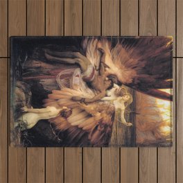 Flying too close to the sun; the lament for Icarus by the angels portrait painting by Herbert Draper  Outdoor Rug