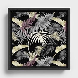 Elegant Jungle Print With Black  Framed Canvas