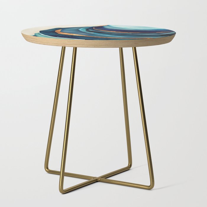 Abstract Blue with Gold Side Table