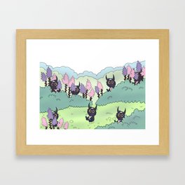Lavender field Little moon monster Framed Art Print