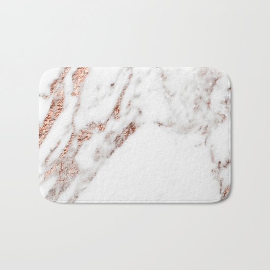 Rose gold foil marble Bath Mat