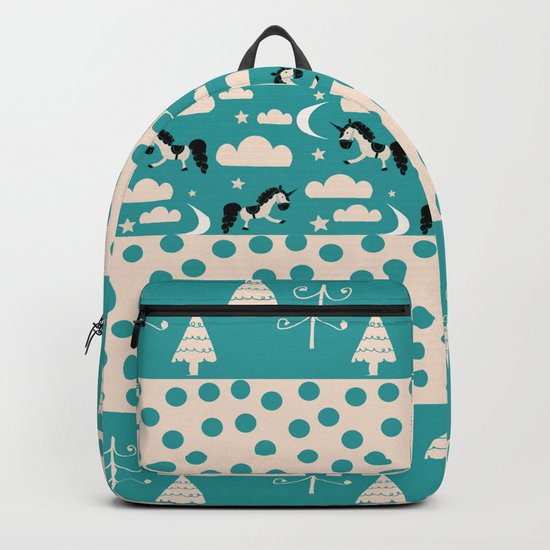 Unicorn Teal patchwork Backpack