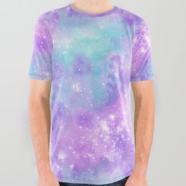 Purple Blue Galaxy Painting All Over Graphic Tee