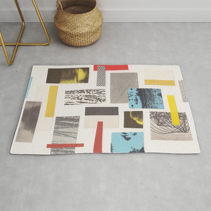 Abstract Geometric Paper Collage Rug