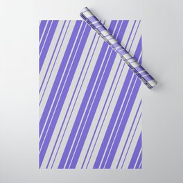 [ Thumbnail: Light Grey and Slate Blue Colored Striped Pattern Wrapping Paper ]