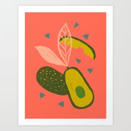 90s Style Avocado Art Print