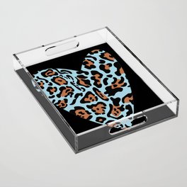 Leopard heart blue Acrylic Tray