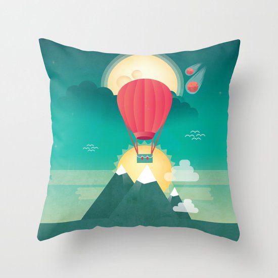 Sun, Moon & Balloon Throw Pillow