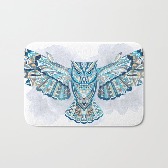 Blue Ethnic Owl Bath Mat
