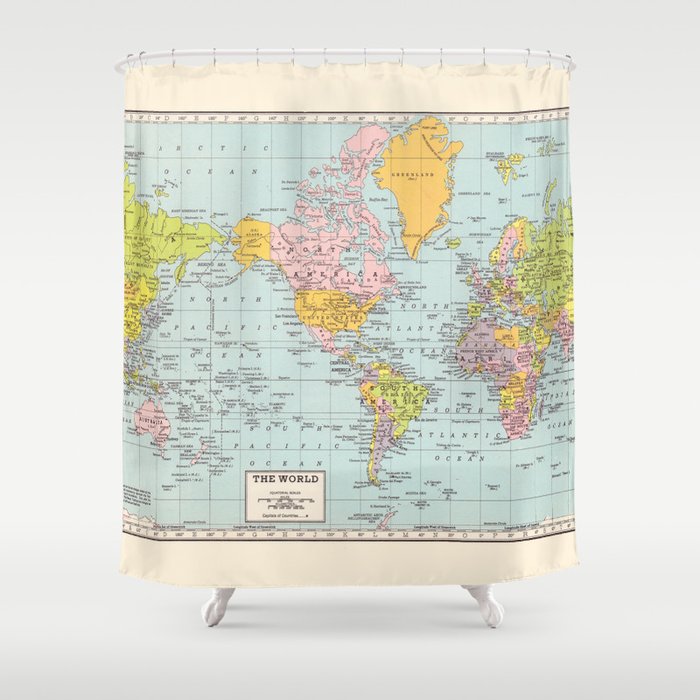 World Map Shower Curtain