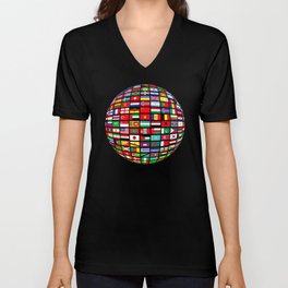 Beautiful PEACE, all world flags "against racism" V Neck T Shirt