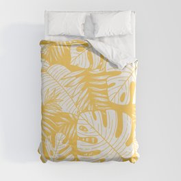 TROPICAL LEAVES ON YELLOW Duvet Cover