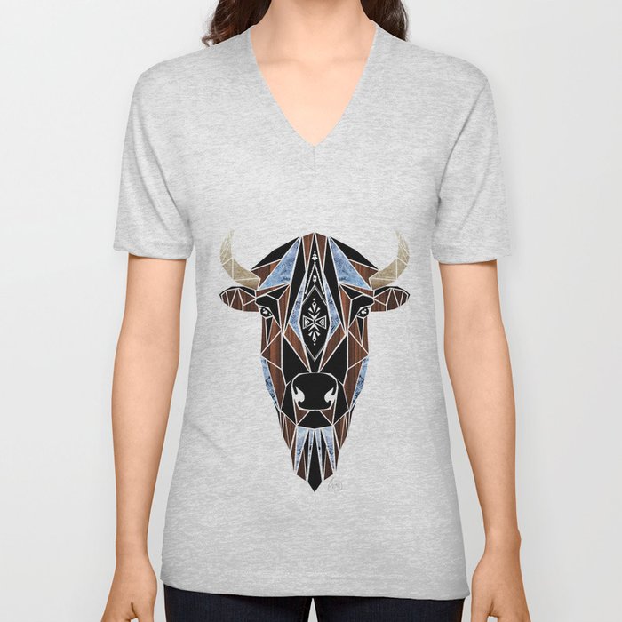 bison V Neck T Shirt