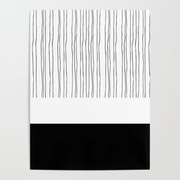 Black and White Stripe Color Block Design Poster