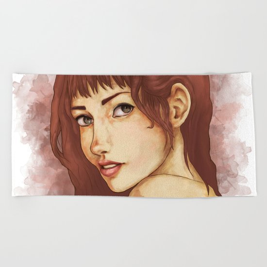 Red Feminine Girl Beach Towel