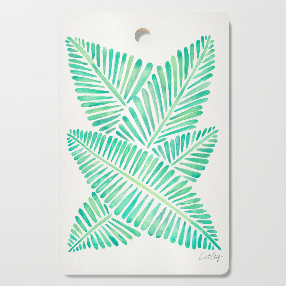 Tropical Banana Leaves – Mint Palette Cutting Board by catcoq