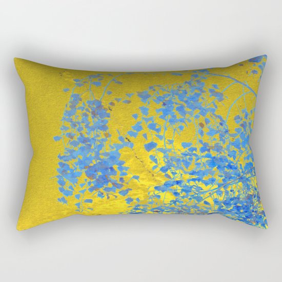 Blue Branch on Gold Rectangular Pillow
