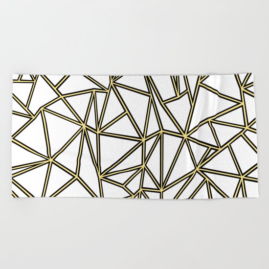 Ab Blocks White Gold Beach Towel