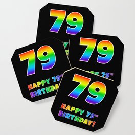[ Thumbnail: HAPPY 79TH BIRTHDAY - Multicolored Rainbow Spectrum Gradient Coaster ]