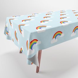Rainbows and Clouds on Sky Blue Pattern Tablecloth