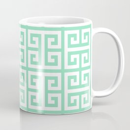 Greek Key (Mint & White Pattern) Coffee Mug | Meander, Mediterranean, Texture, Patterns, Greece, Key, Fret, Simple, Pattern, Rome 