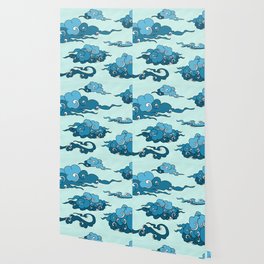 Japanese Clouds Pattern - Blue Hues Wallpaper