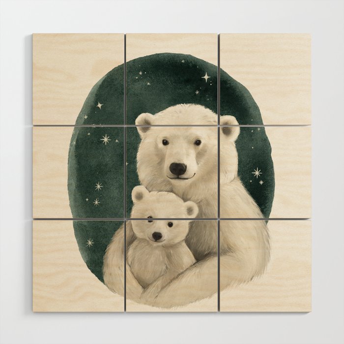 Polar Bear Family Portrait  Wood Wall Art