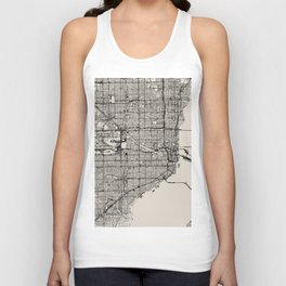 USA, Miami - City Map - Black and White Aesthetic Unisex Tank Top